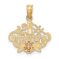 10K Two-Tone #1 GRANDMA W/ Flower Charm-10K9044
