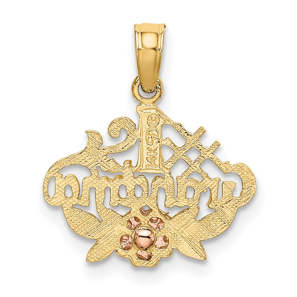 10K Two-Tone #1 GRANDMA W/ Flower Charm-10K9044