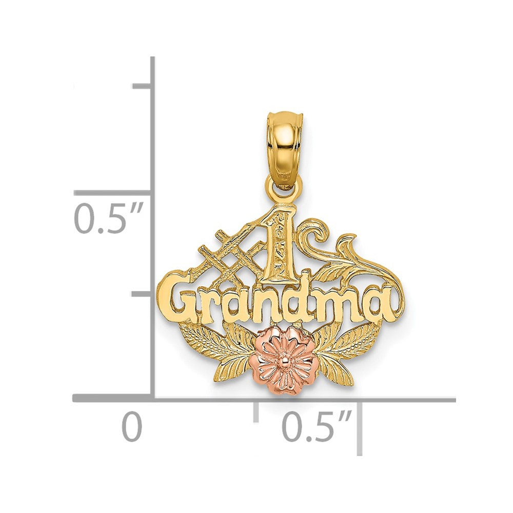 10K Two-Tone #1 GRANDMA W/ Flower Charm-10K9044