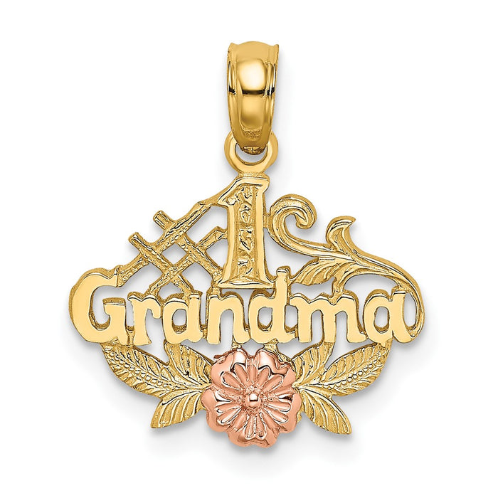 10K Two-Tone #1 GRANDMA W/ Flower Charm-10K9044