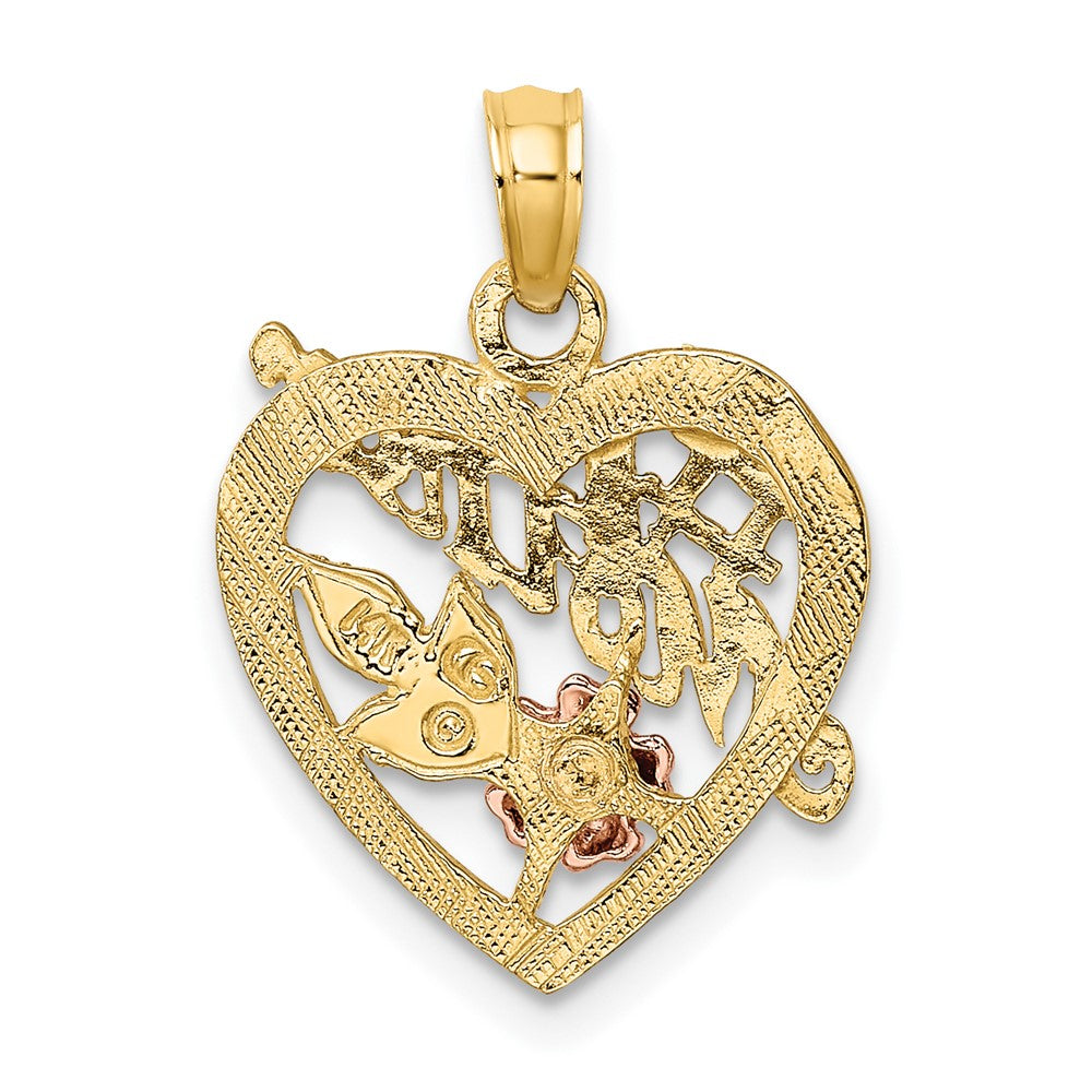 10K Two-tone w/White Rhodium #1 MOTHER Heart Charm-10K9052