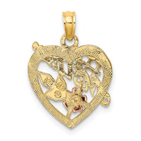 10K Two-tone w/White Rhodium #1 MOTHER Heart Charm-10K9052
