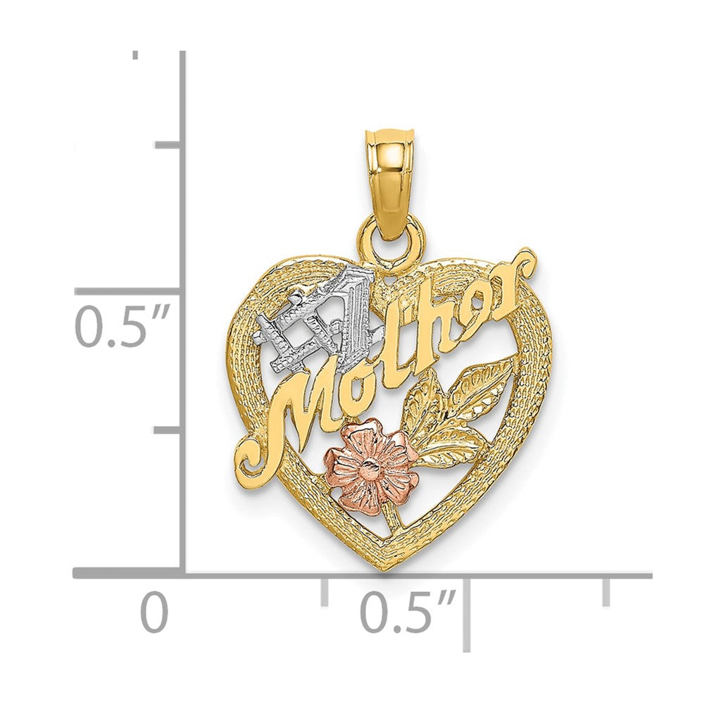10K Two-tone w/White Rhodium #1 MOTHER Heart Charm-10K9052