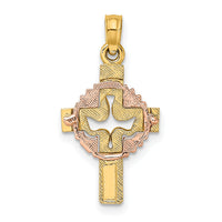 10K Two-Tone Cut-Out Dove On Cross Charm-10K9053