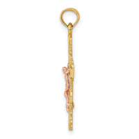 10K Two-Tone w/ Lace Trim Crucifix Charm-10K9055