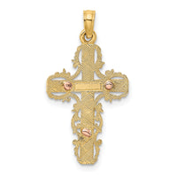 10K Two-Tone w/ Lace Trim Crucifix Charm-10K9055