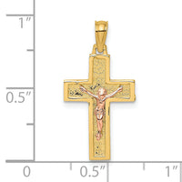 10K Two-Tone Latin Crucifix Charm-10K9057