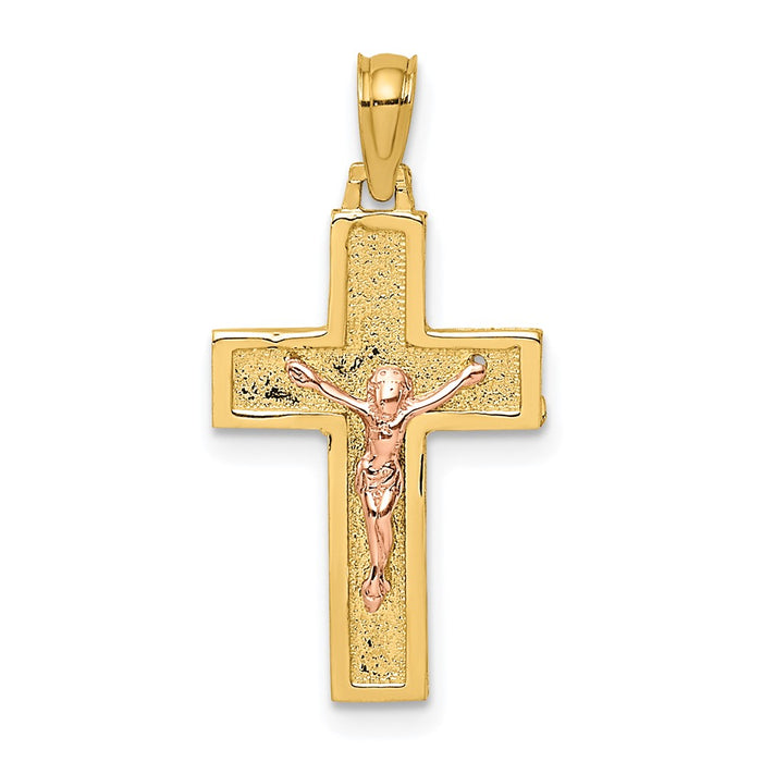 10K Two-Tone Latin Crucifix Charm-10K9057