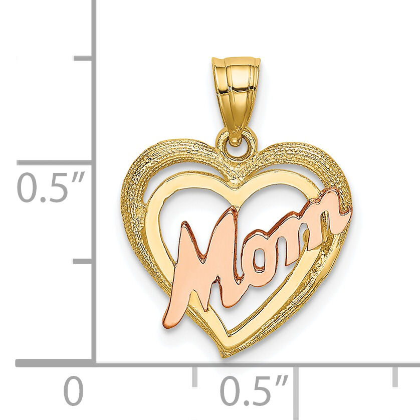 10k Two-Tone MOM Heart Charm-10K9060