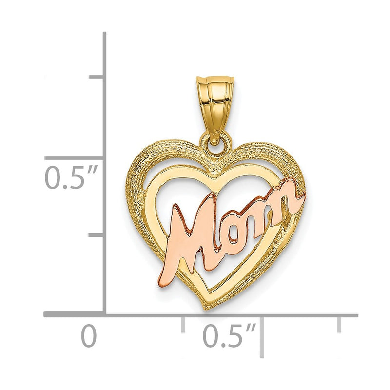 10k Two-Tone MOM Heart Charm-10K9060