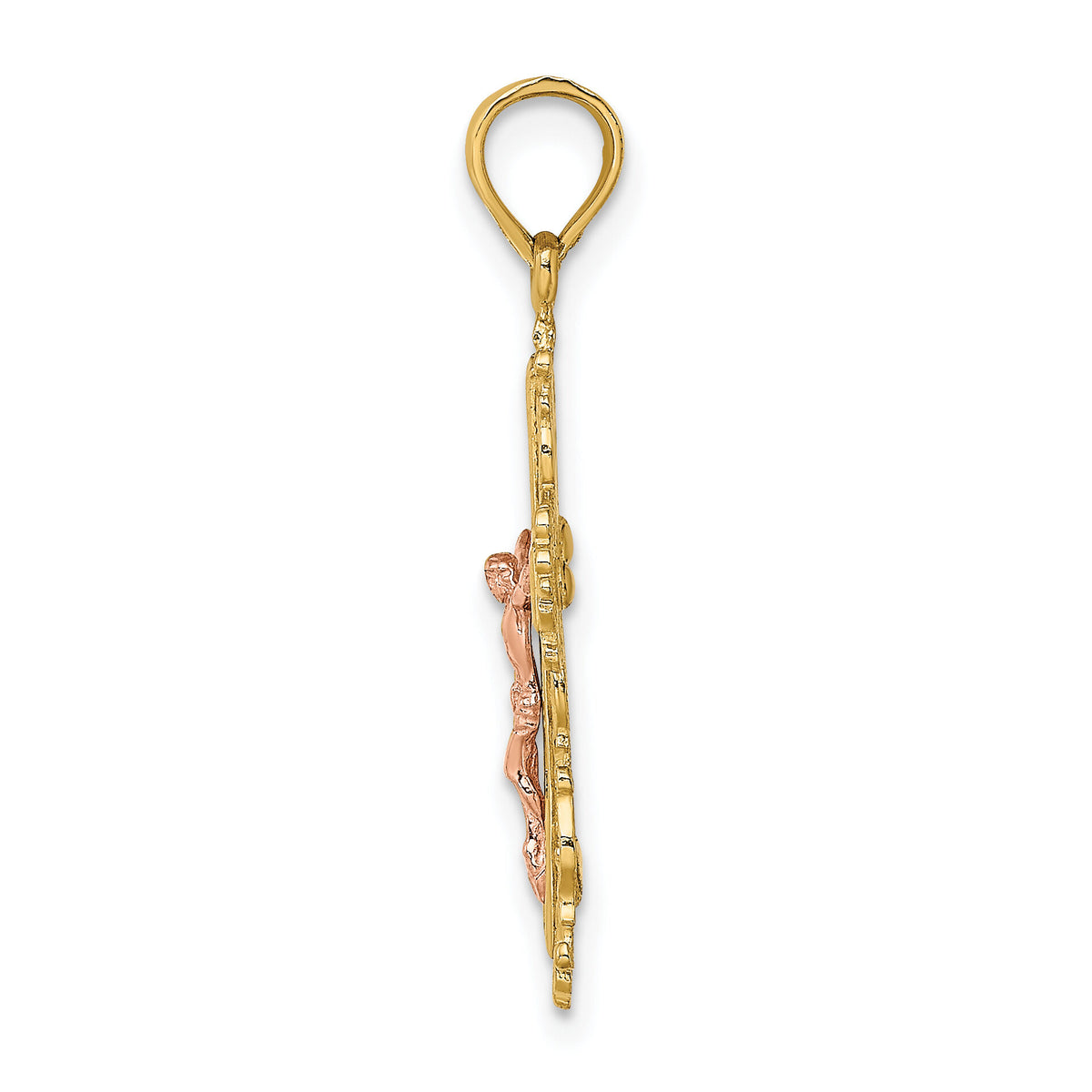 10K Two-Tone Crucifix W/ Lace Trim Charm-10K9061
