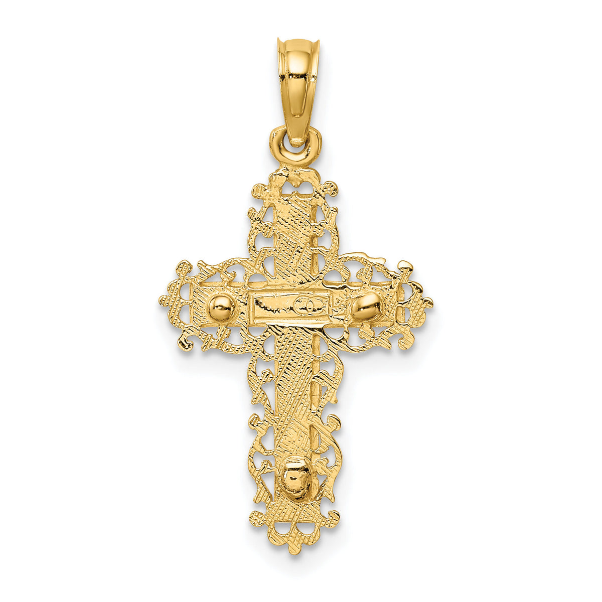 10K Two-Tone Crucifix W/ Lace Trim Charm-10K9061