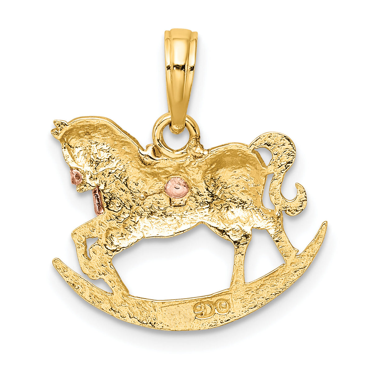 10k Two-Tone 2-D Rocking Horse w/ Saddle Charm-10K9063