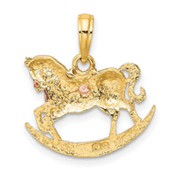 10k Two-Tone 2-D Rocking Horse w/ Saddle Charm-10K9063