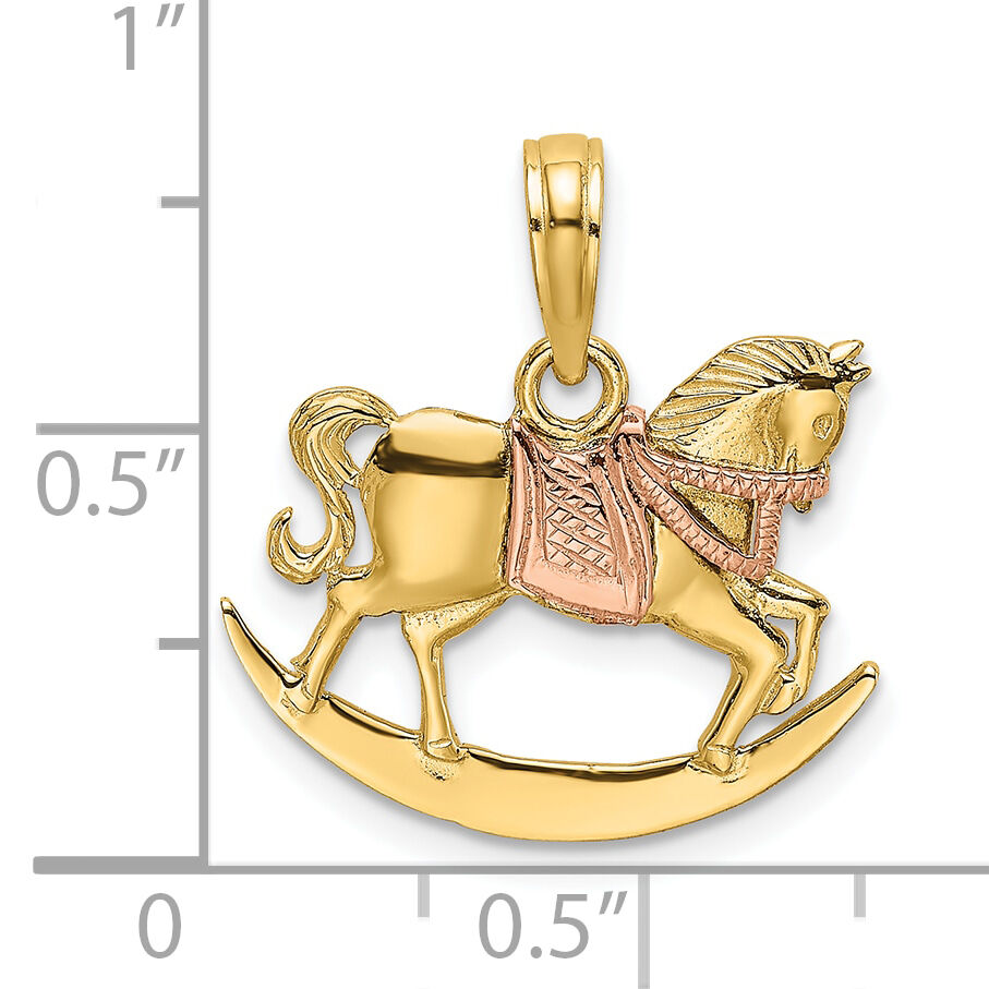 10k Two-Tone 2-D Rocking Horse w/ Saddle Charm-10K9063