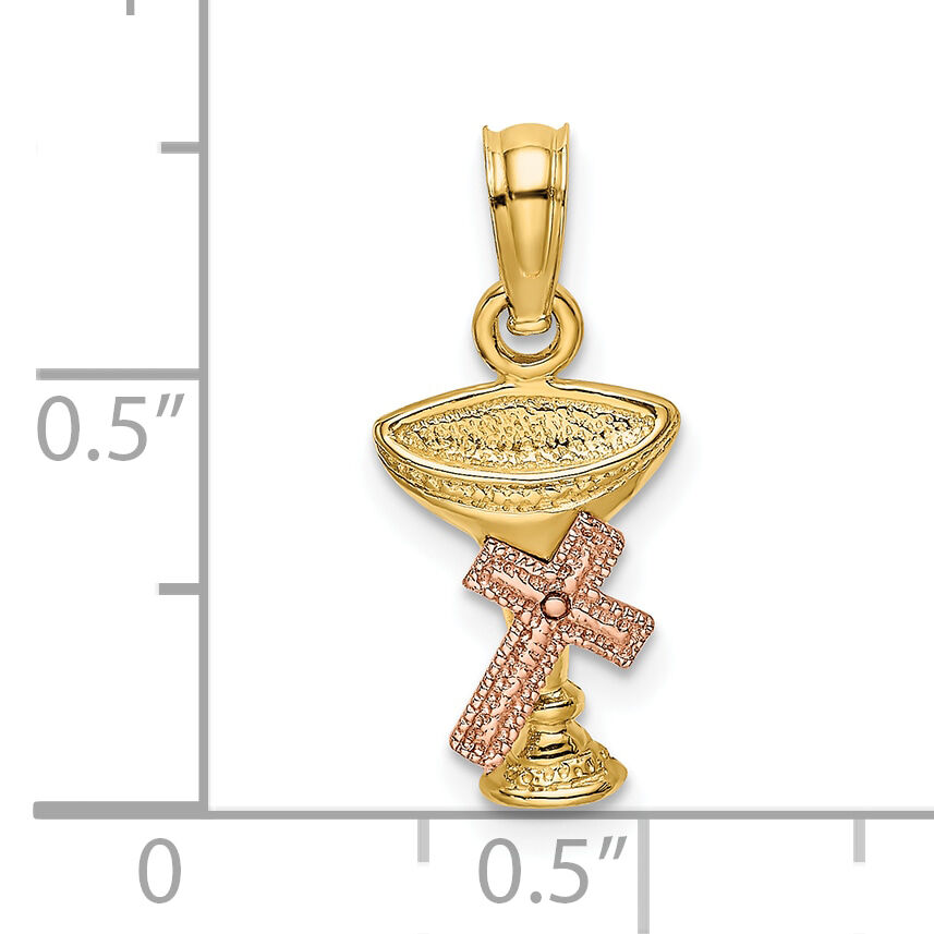 10K Two-Tone Communion Cup w/ Cross Charm-10K9064