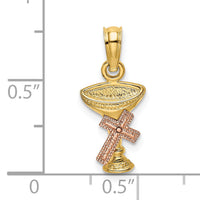 10K Two-Tone Communion Cup w/ Cross Charm-10K9064