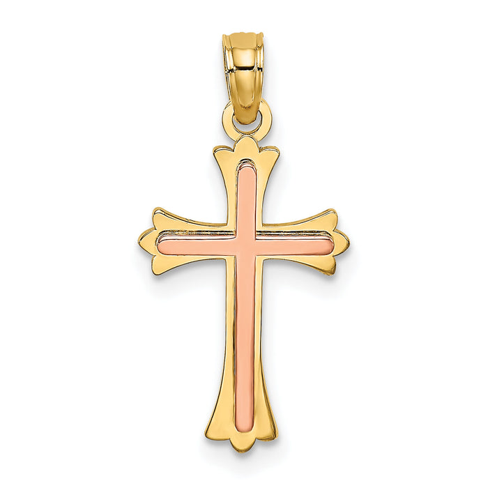 10K Two-Tone Cross Charm-10K9067