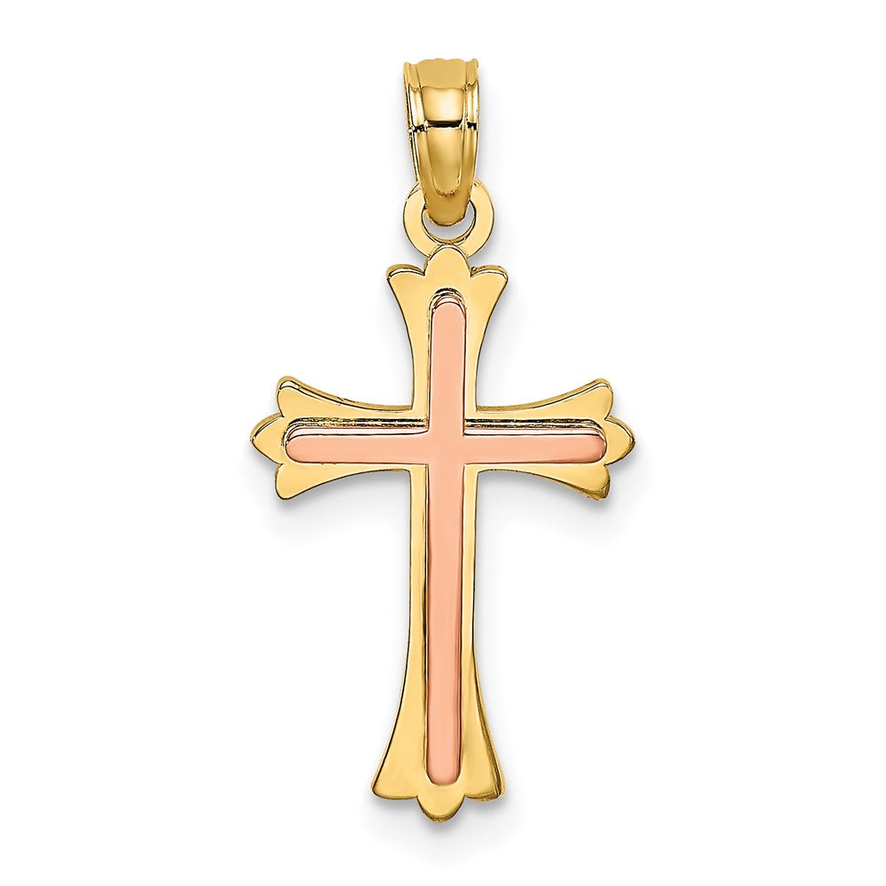 10K Two-Tone Cross Charm-10K9067
