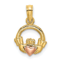 10k Two-Tone Claddagh w/ Heart Charm-10K9070