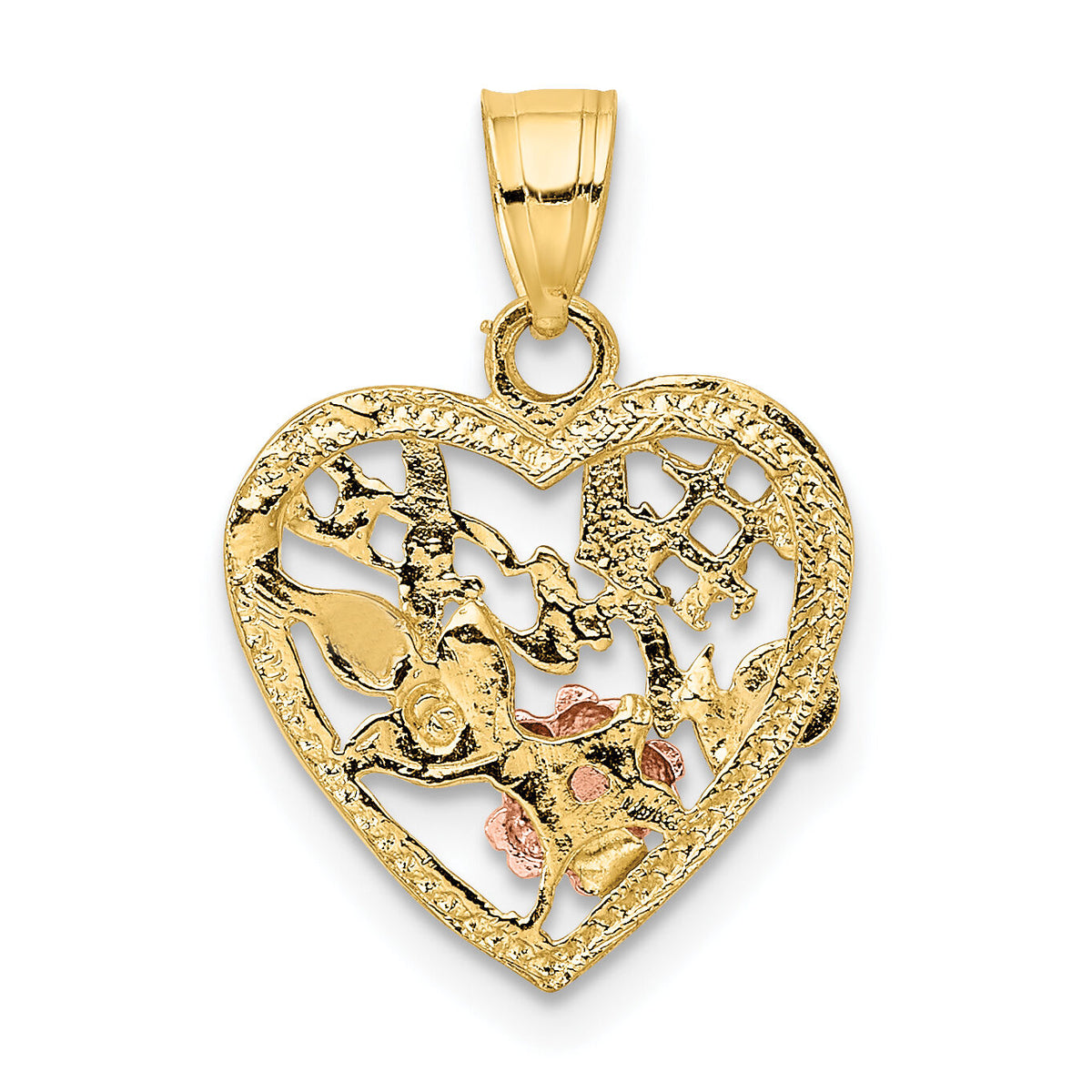10k Two-Tone w/White Rodium #1 WIFE In Heart Charm-10K9071