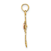 10K Two-Tone Cross w/ Heart Charm-10K9086