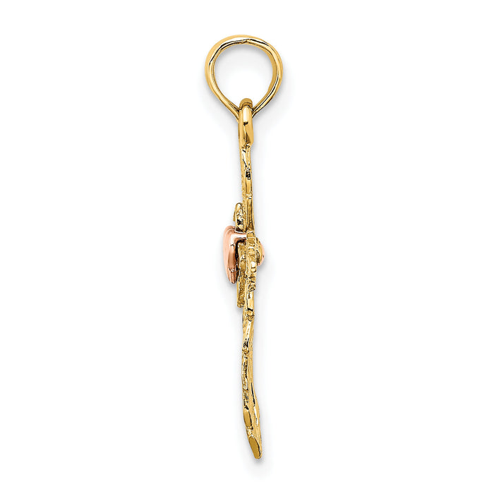 10K Two-Tone Cross w/ Heart Charm-10K9086