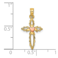 10K Two-Tone Cross w/ Heart Charm-10K9086