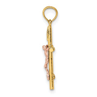 10k Two-Tone Cross Crucifix Charm-10K9087