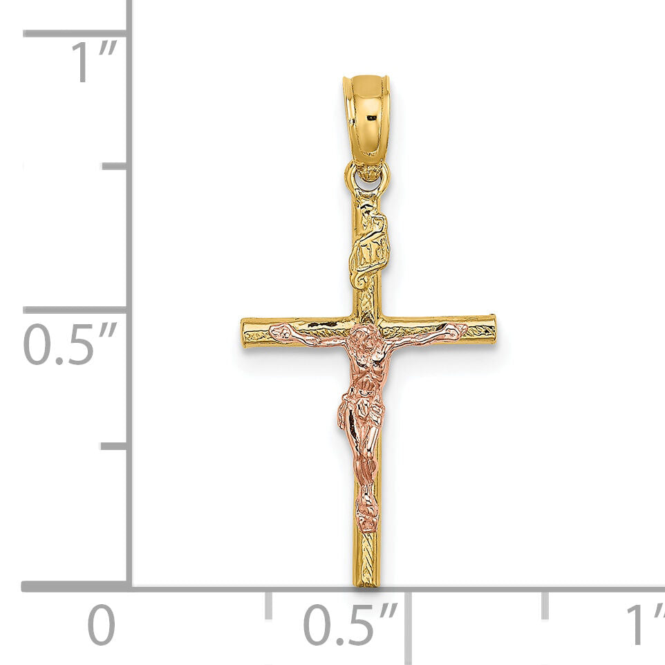 10k Two-Tone Cross Crucifix Charm-10K9087