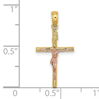 10k Two-Tone Cross Crucifix Charm-10K9087