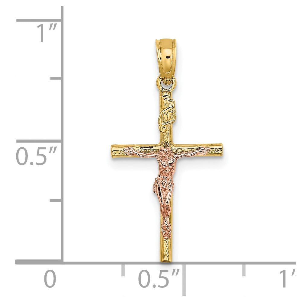 10k Two-Tone Cross Crucifix Charm-10K9087