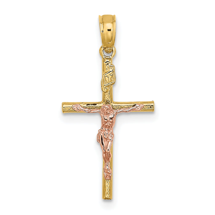 10k Two-Tone Cross Crucifix Charm-10K9087
