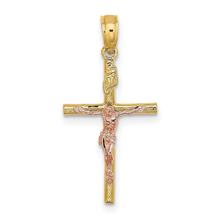 10k Two-Tone Cross Crucifix Charm-10K9087