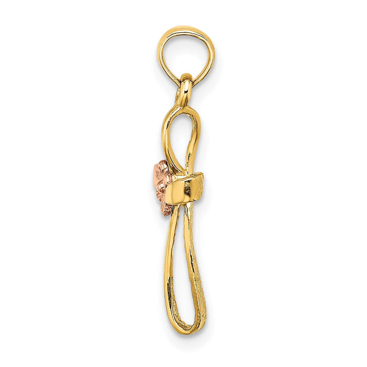 10K Two-Tone Twisted Cross w/ Heart Charm-10K9091