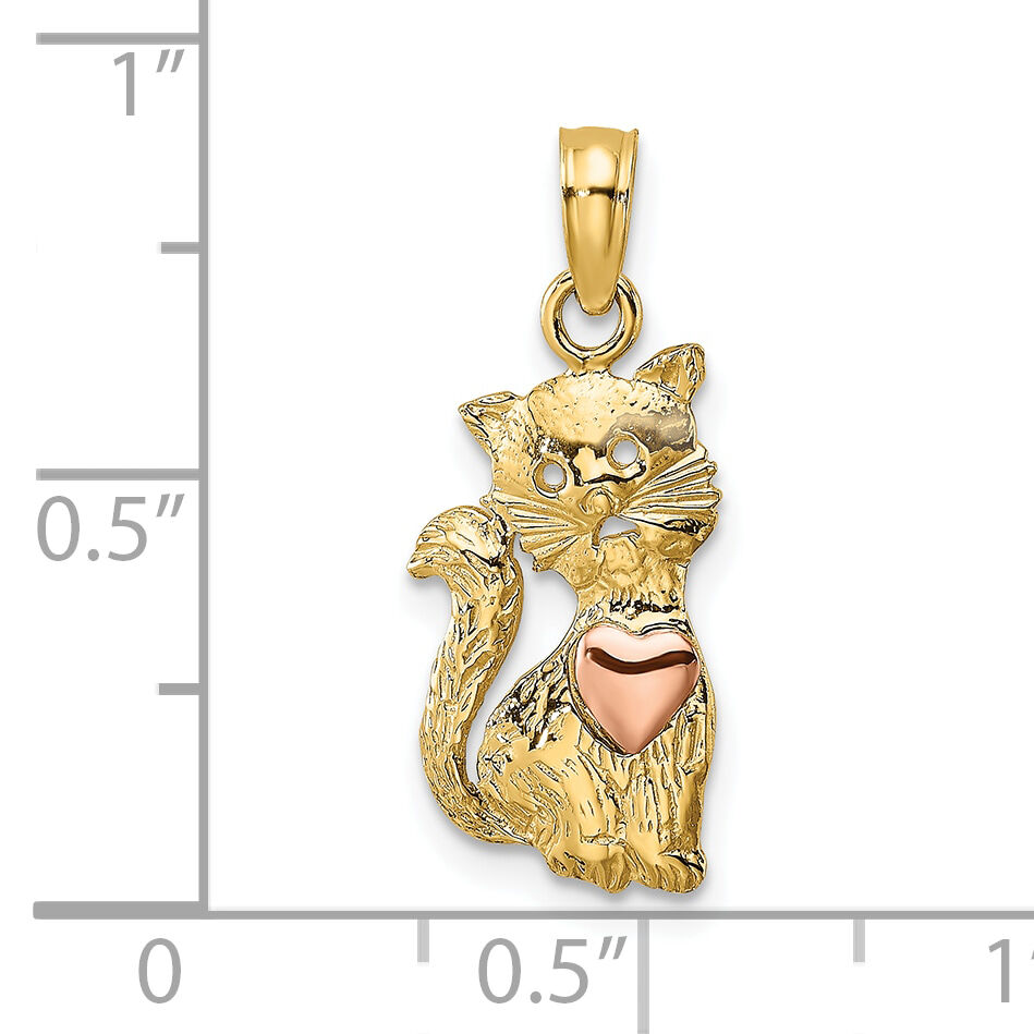 10k Two-Tone Cat w/ Heart Charm-10K9104