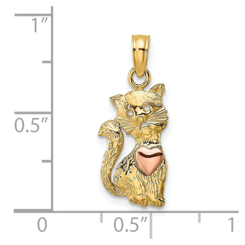 10k Two-Tone Cat w/ Heart Charm-10K9104