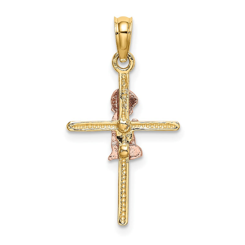 10K Two-Tone 2-D Boy On Cross Charm-10K9107