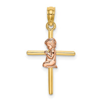 10K Two-Tone 2-D Boy On Cross Charm-10K9107