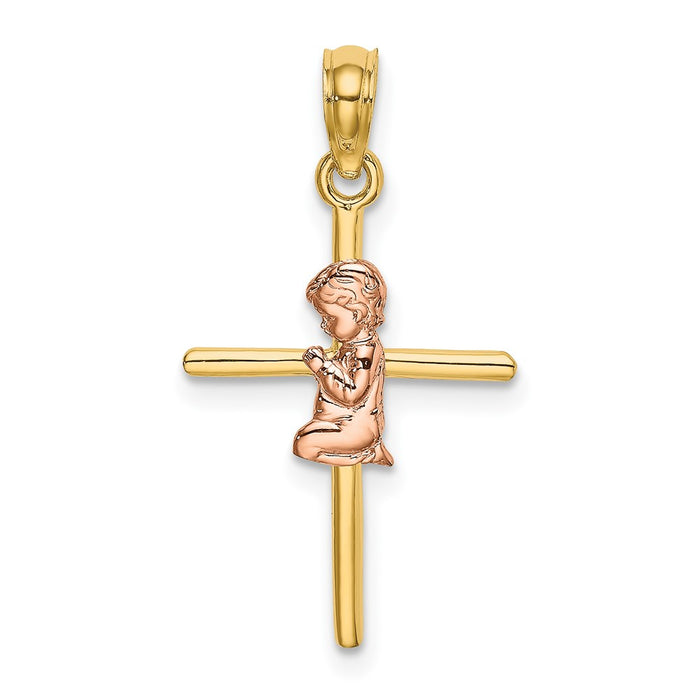 10K Two-Tone 2-D Boy On Cross Charm-10K9107