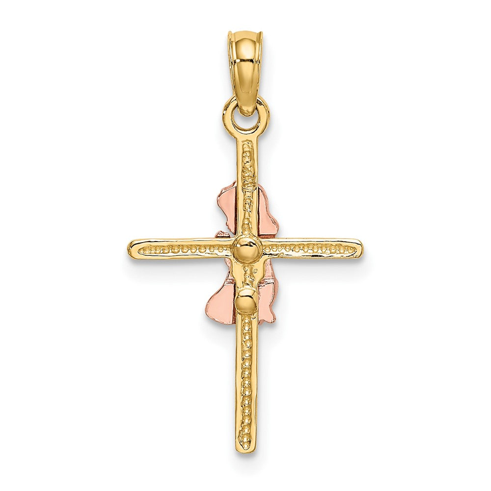 10K Two-Tone 2-D Girl On Cross Charm-10K9108