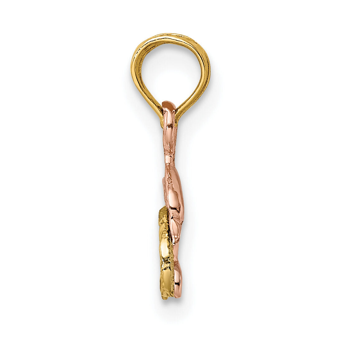 10K Two-Tone W/White Rhodium Dolphin and Wave Charm-10K9110