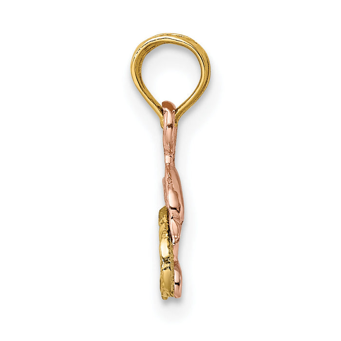 10K Two-Tone W/White Rhodium Dolphin and Wave Charm-10K9110