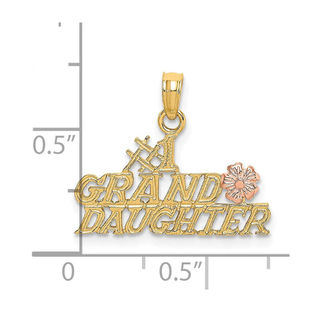 10k Two-Tone #1 GRANDDAUGHTER w/ Flowers Charm-10K9112