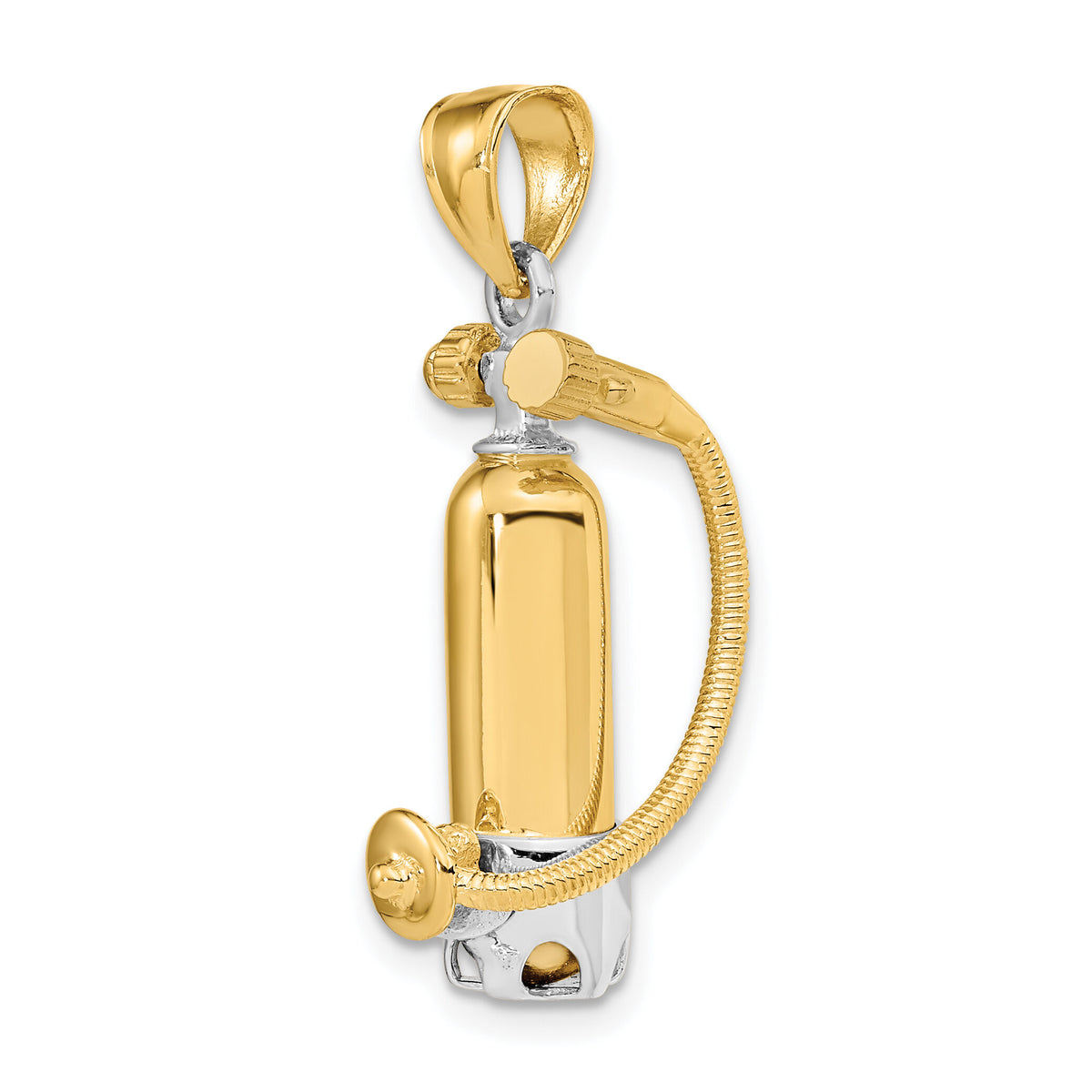 10K w/Rhodium 3-D Single Scuba Tank W/ Hose Charm-10K9121