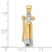 10K w/Rhodium 3-D Single Scuba Tank W/ Hose Charm-10K9121