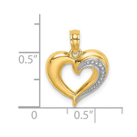 10K W/ Rhodium Polished and Textured Heart Charm-10K9124