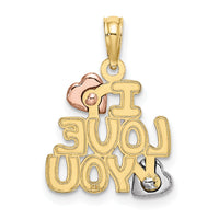 10K Two-tone w/Rhodium I LOVE YOU  W/ Hearts Charm-10K9130