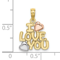 10K Two-tone w/Rhodium I LOVE YOU  W/ Hearts Charm-10K9130
