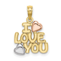 10K Two-tone w/Rhodium I LOVE YOU  W/ Hearts Charm-10K9130